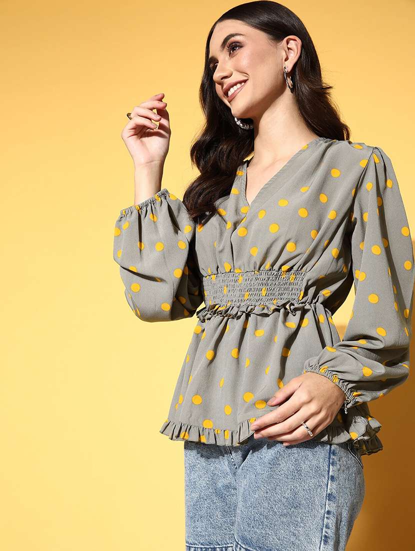 women's peplum v neck top