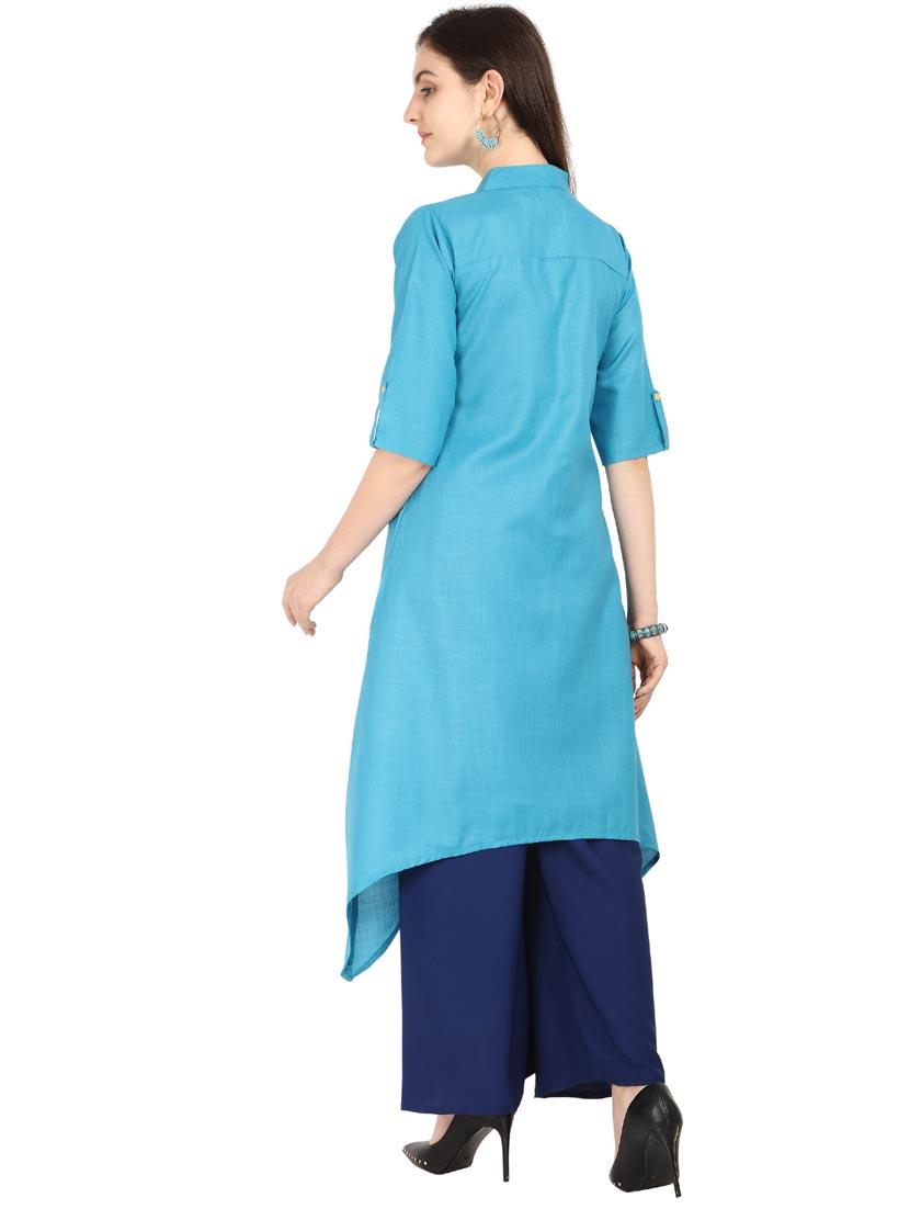 solid asymmetric kurta - 18473803 - Standard Image - 2
