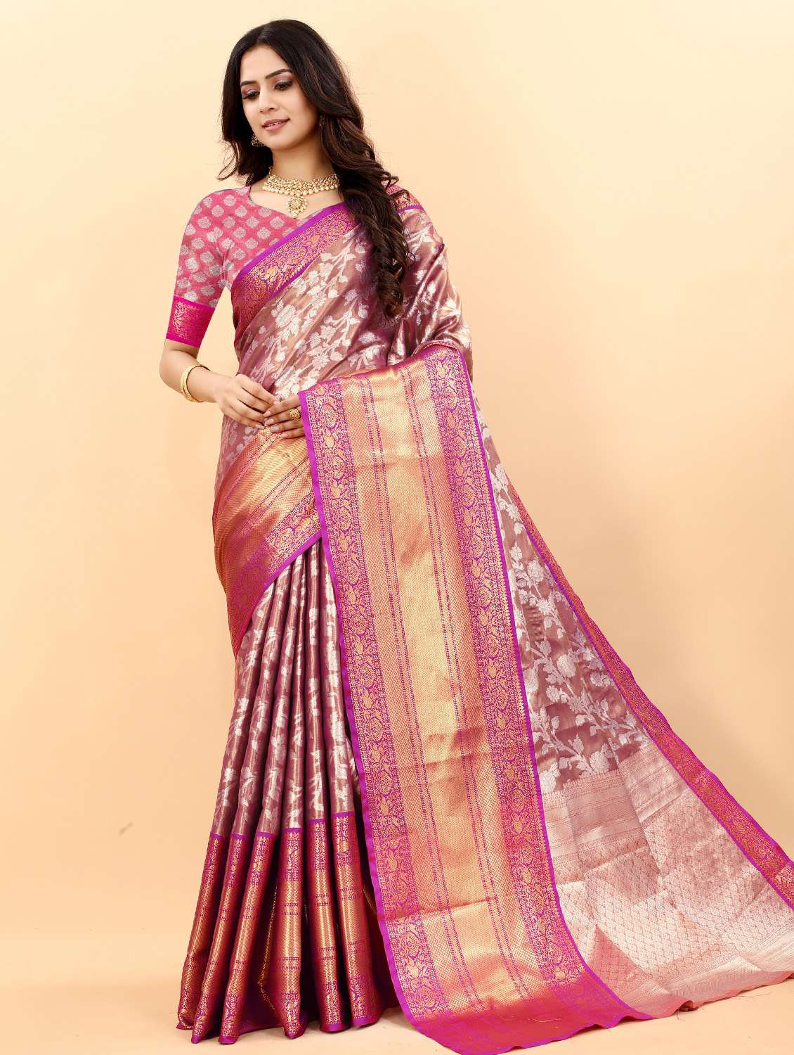 jacquard work woven saree  with blouse
