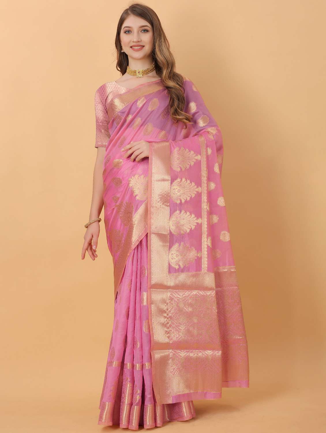 jacquard work woven saree  with blouse