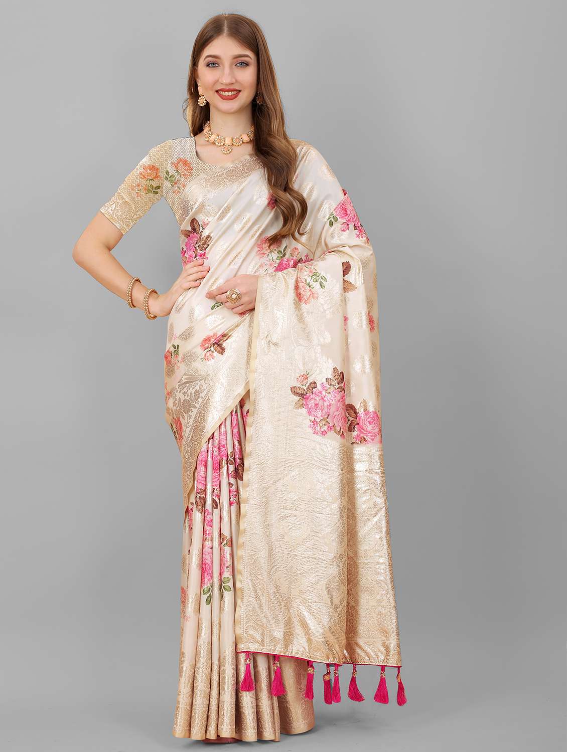 jacquard work woven saree  with blouse