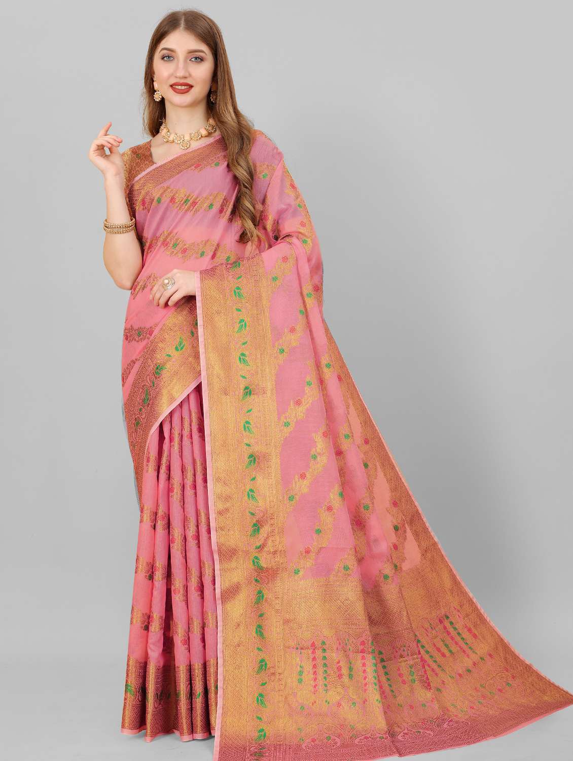 jacquard work woven saree  with blouse