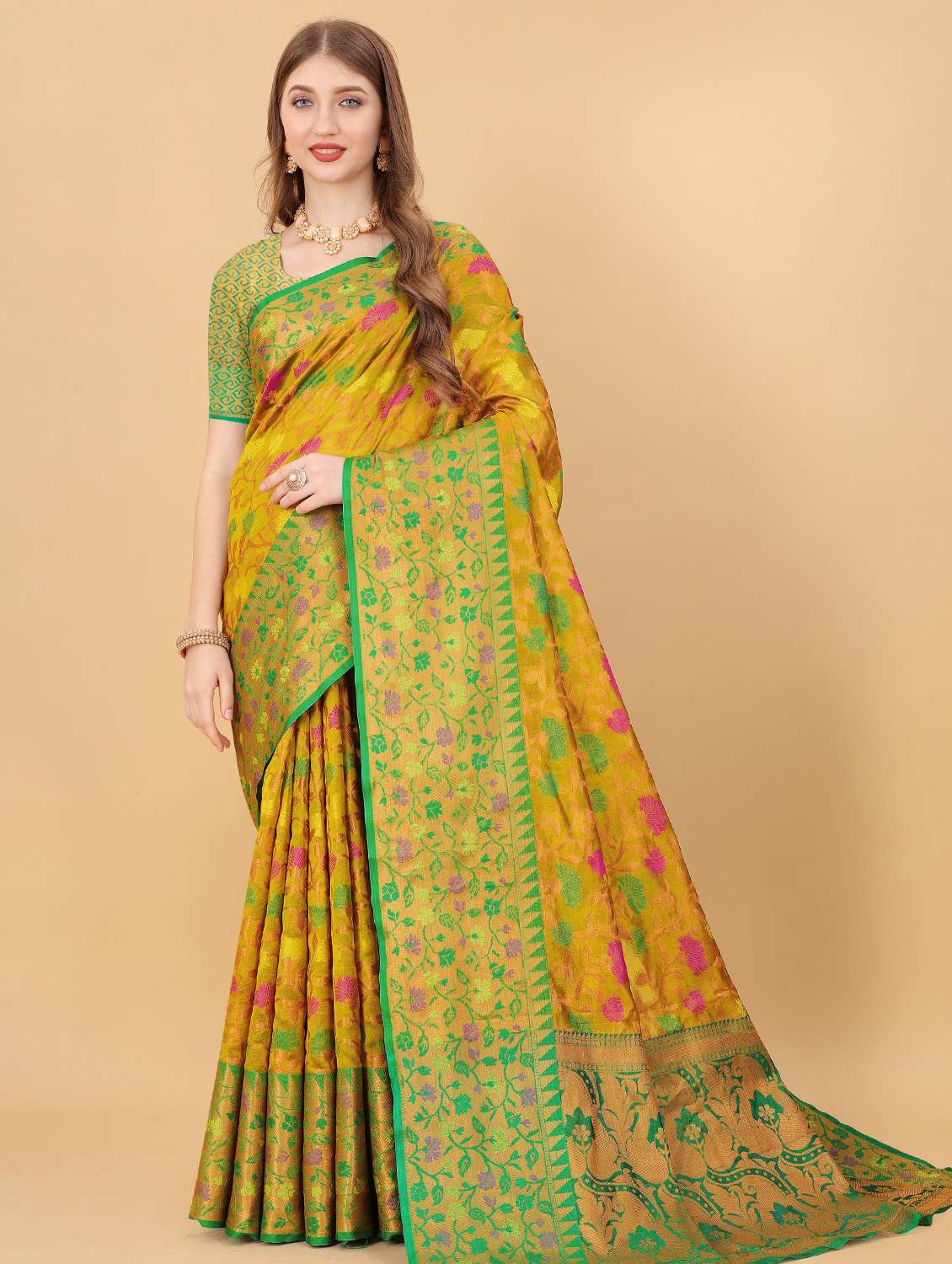 jacquard work woven saree  with blouse