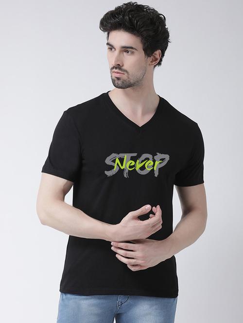 black chest print t-shirt - 18474456 - Standard Image - 0
