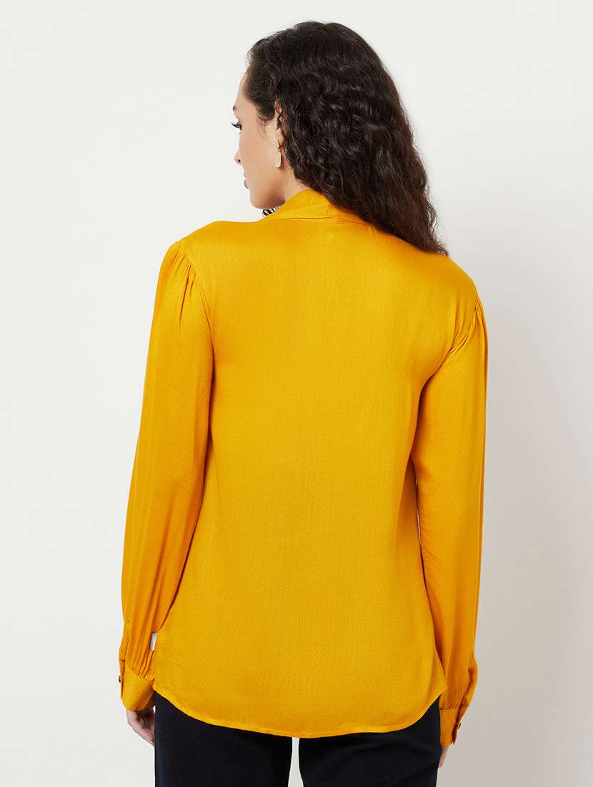 women's straight tie-up neck top - 18474475 - Standard Image - 2