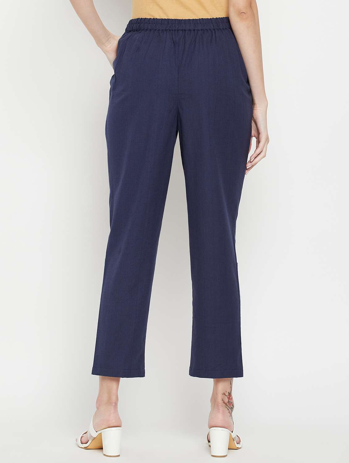 tie front solid pleated trouser - 18475093 - Standard Image - 2