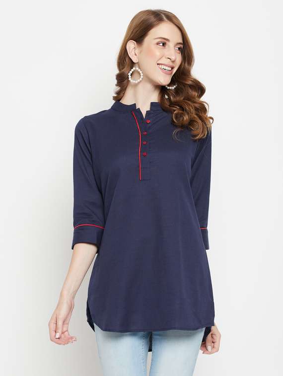 mandarin neck solid tunic 
