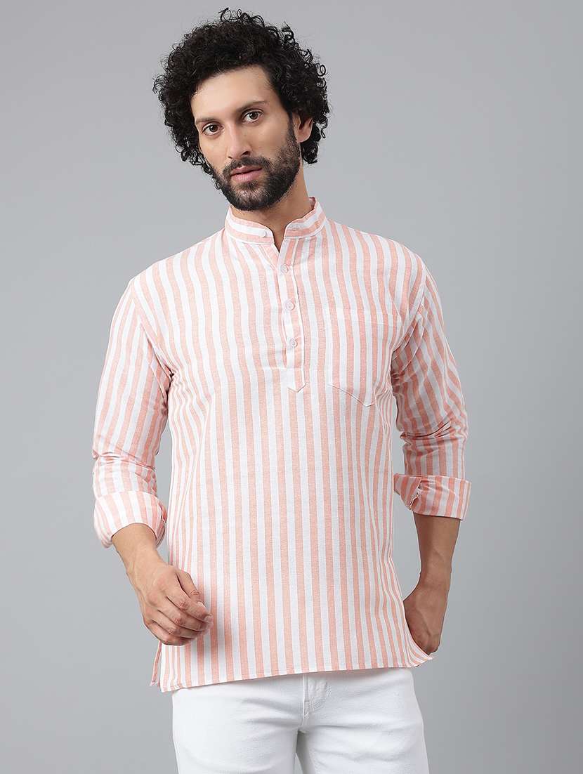 orange striped short kurta