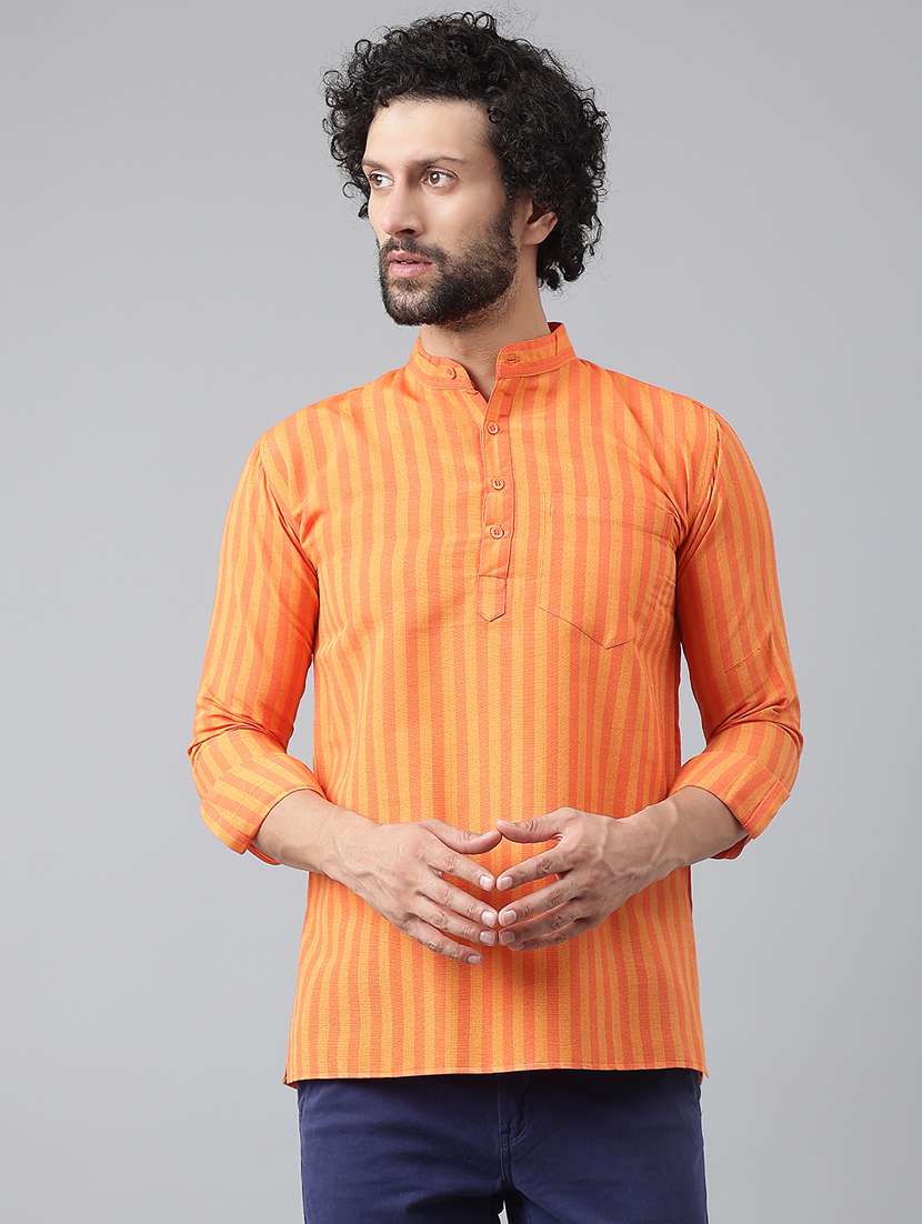 orange striped short kurta