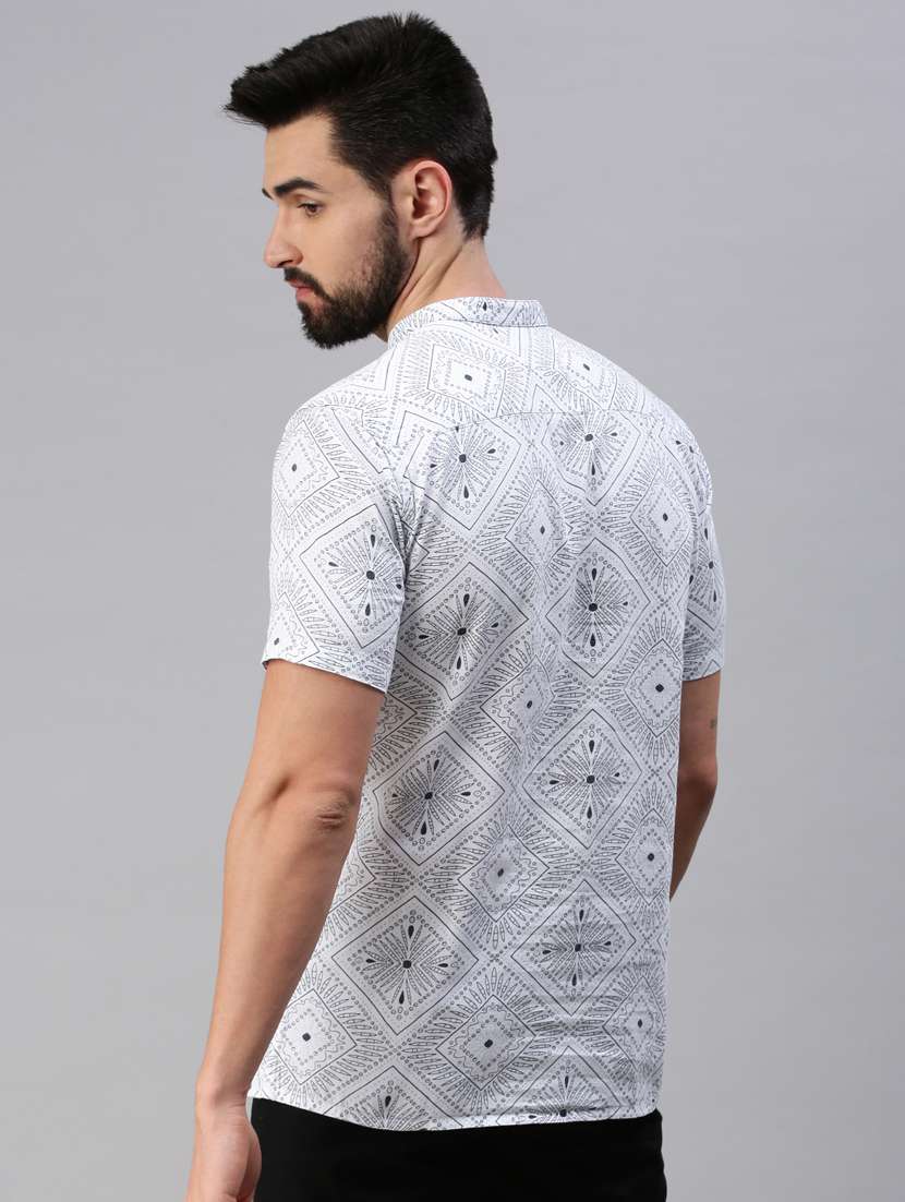 white printed short kurta - 18475125 -  Standard Image - 2