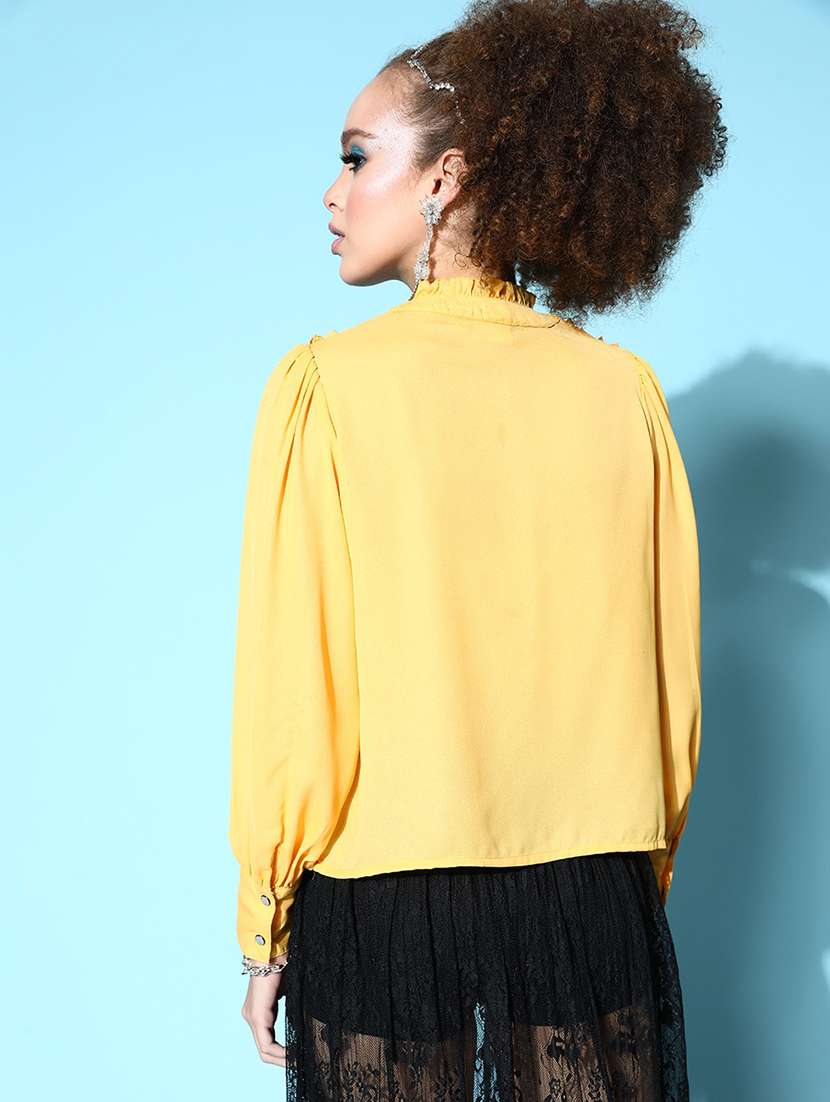 ruffled detailed bishop sleeved regular shirt - 18475533 -  Standard Image - 2