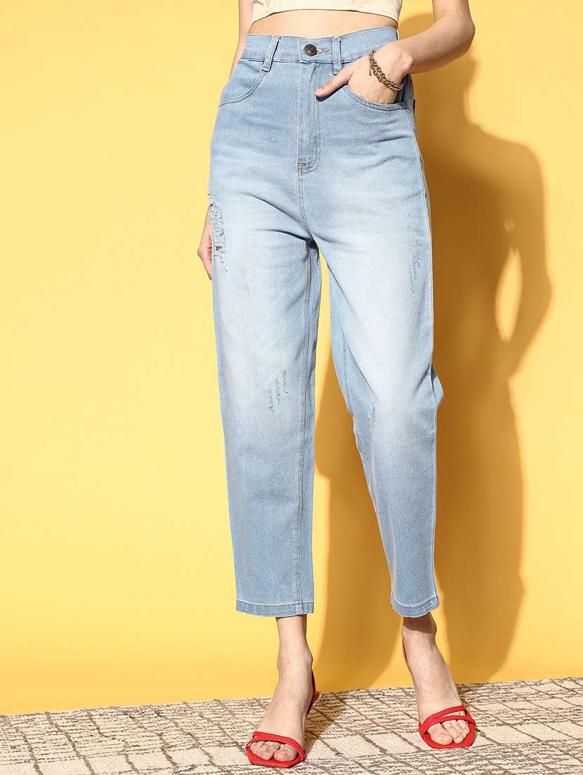 women's plain straight fit jeans