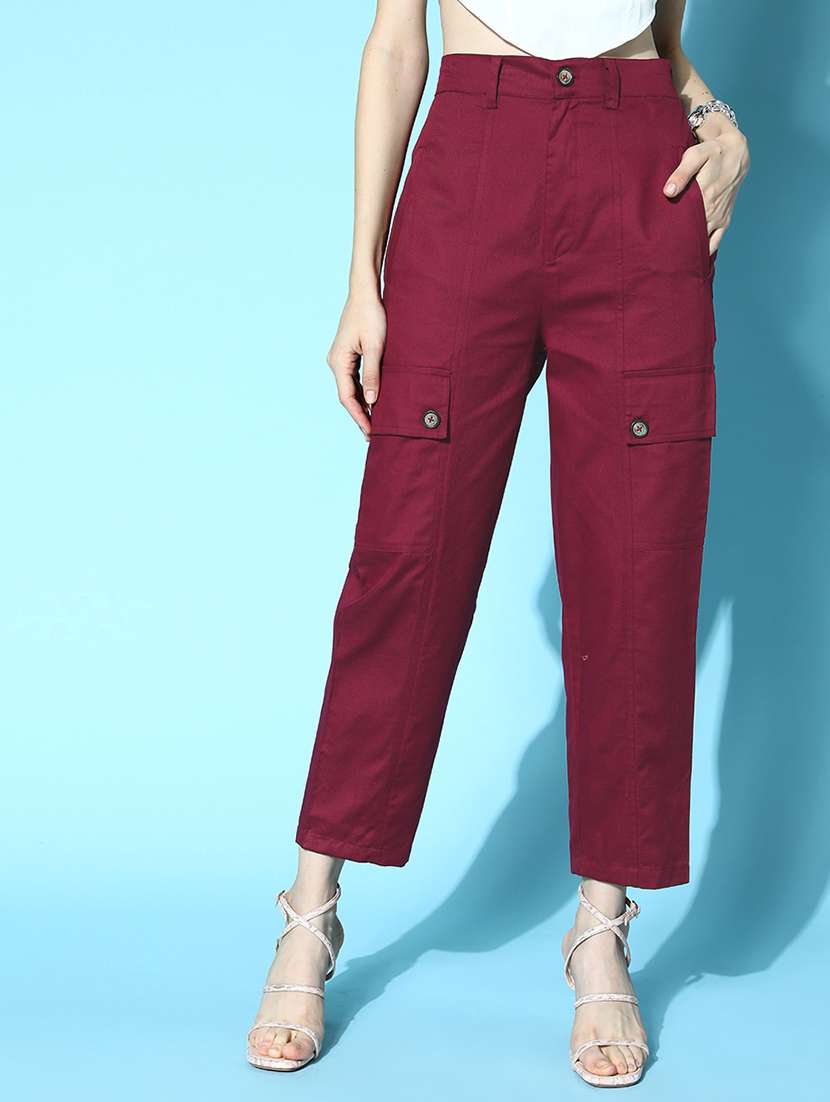 high rise solid flat front trouser 