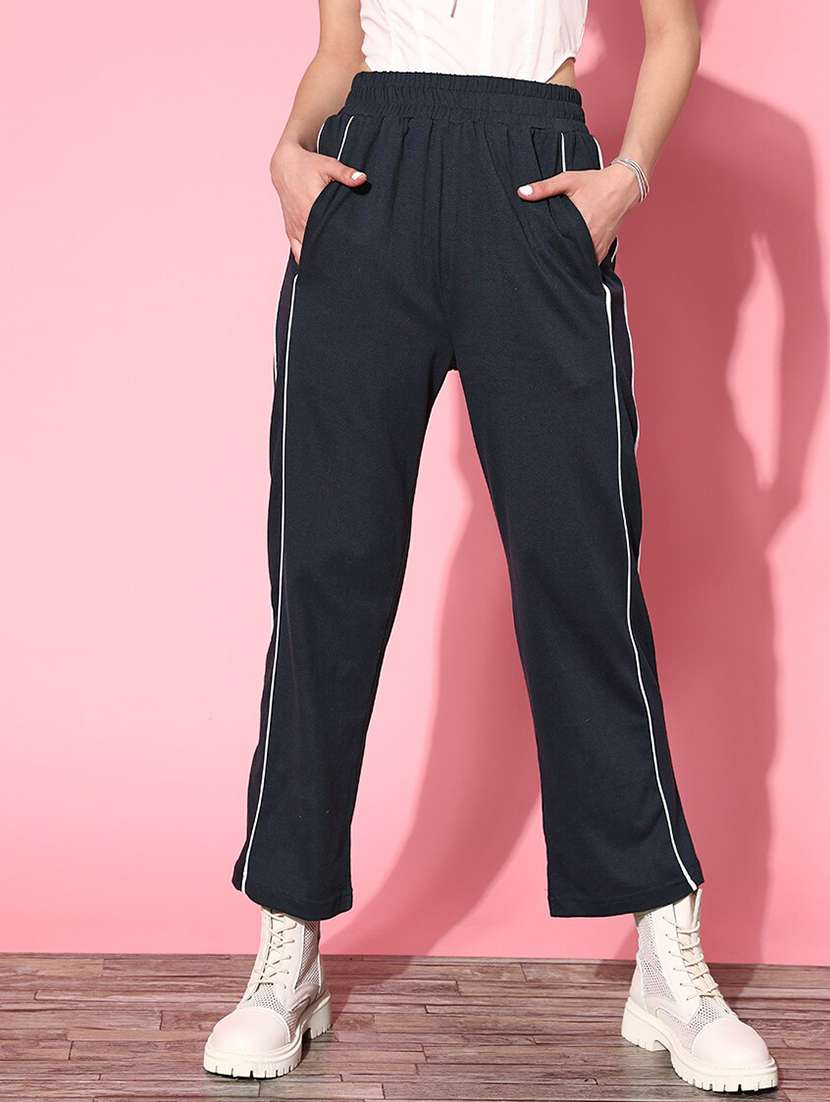 high rise solid track pant 