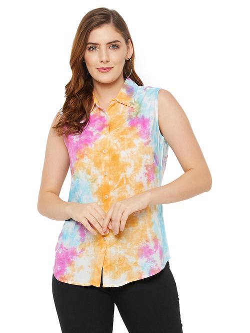 curved hem tie & dye regular shirt - 18475900 - Standard Image - 0