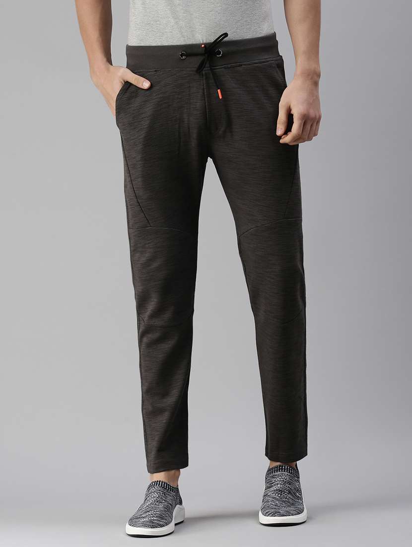 charcoal grey melange full length track pant