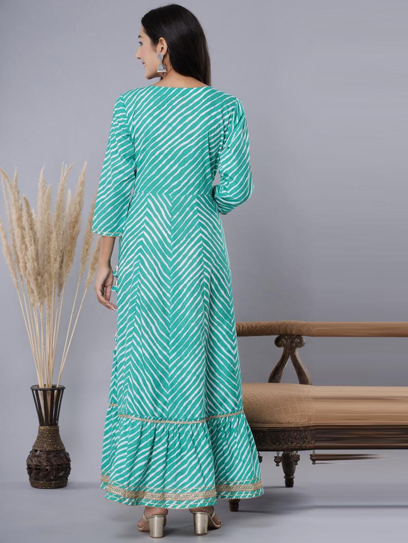 leheriya print tiered ethnic dress - 18476775 - Standard Image - 2