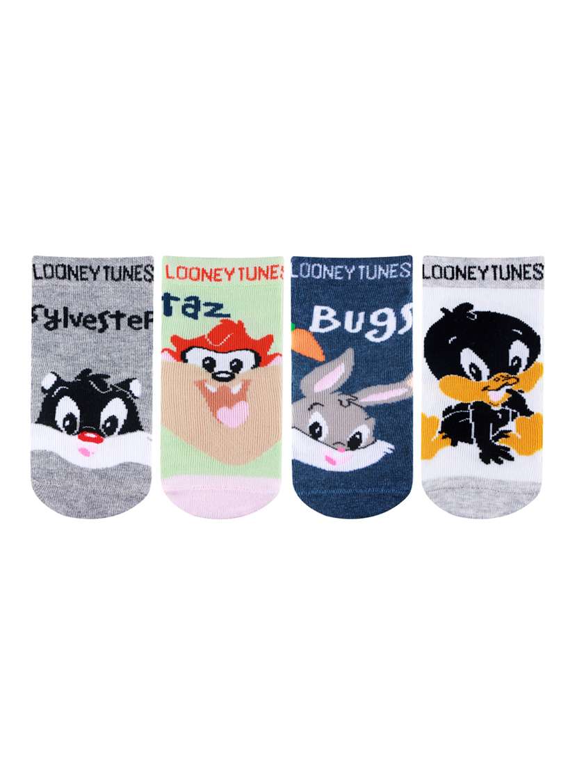 girls pack of 4 printed ankle length socks