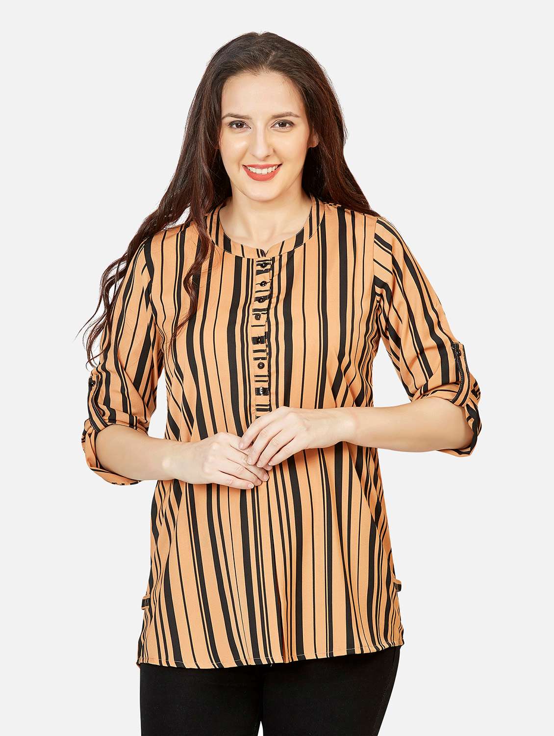 striped fusion kurti