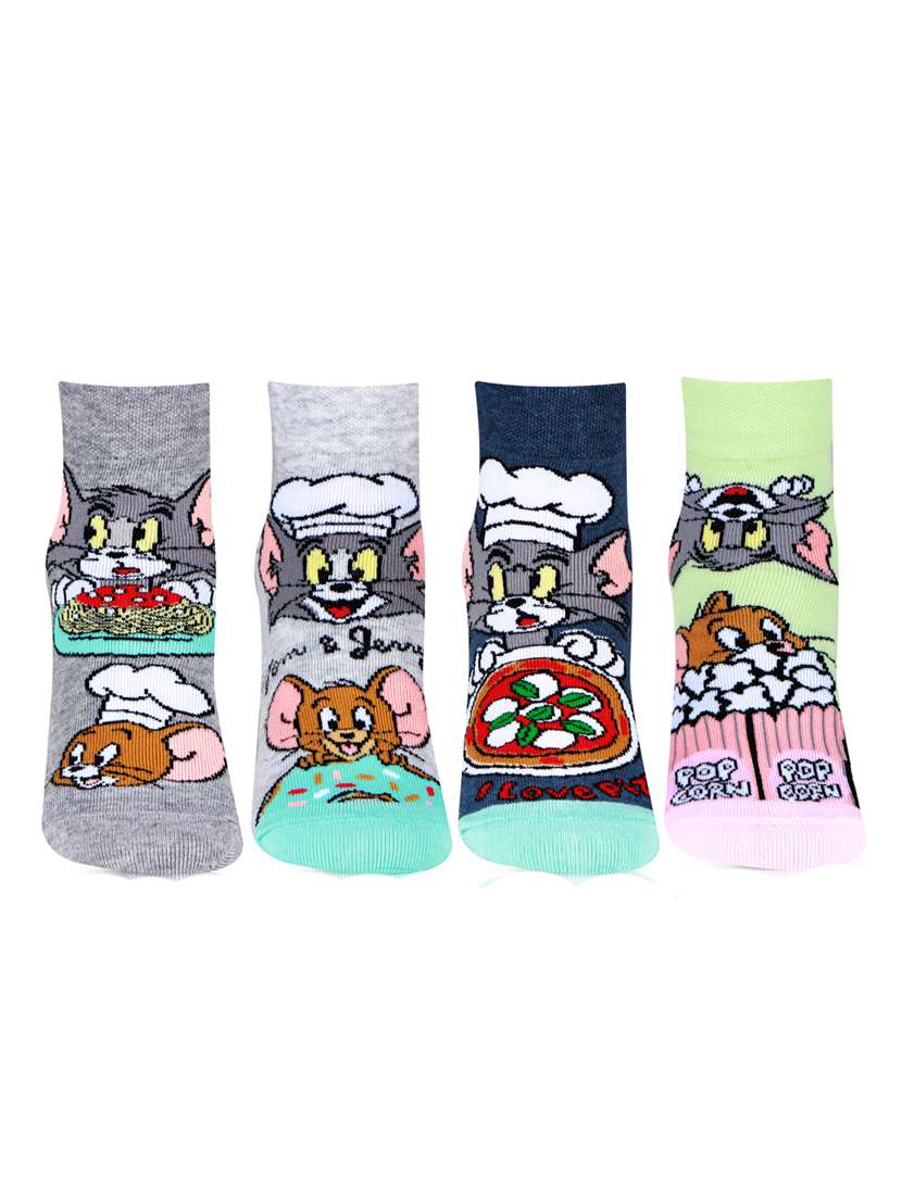 boys pack of 4 printed ankle length sock