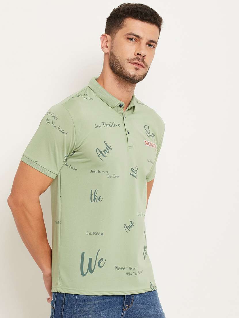 green printed polo t-shirt - 18477072 -  Standard Image - 2