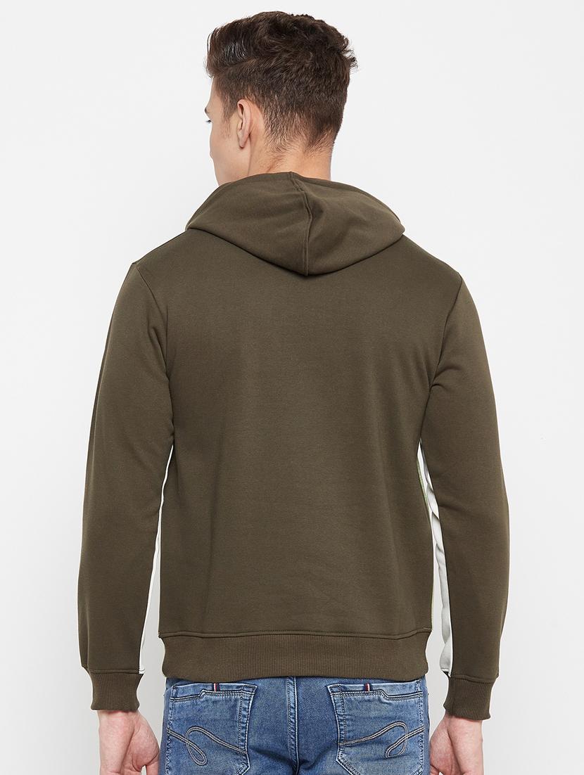 olive-green cut & sew hooded sweatshirt - 18477105 - Standard Image - 2