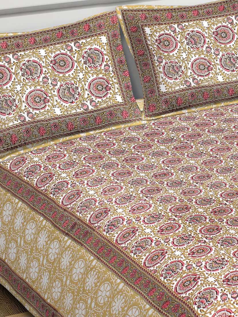 kalamkari buta printed 100% cotton pigment double bedsheet with pillow covers - 18477204 - Standard Image - 2
