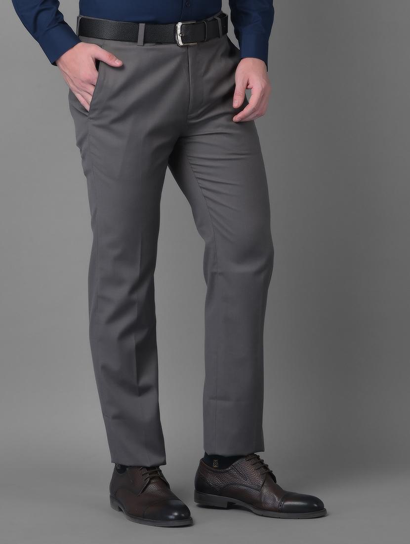 grey solid formal trouser - 18477376 - Standard Image - 2