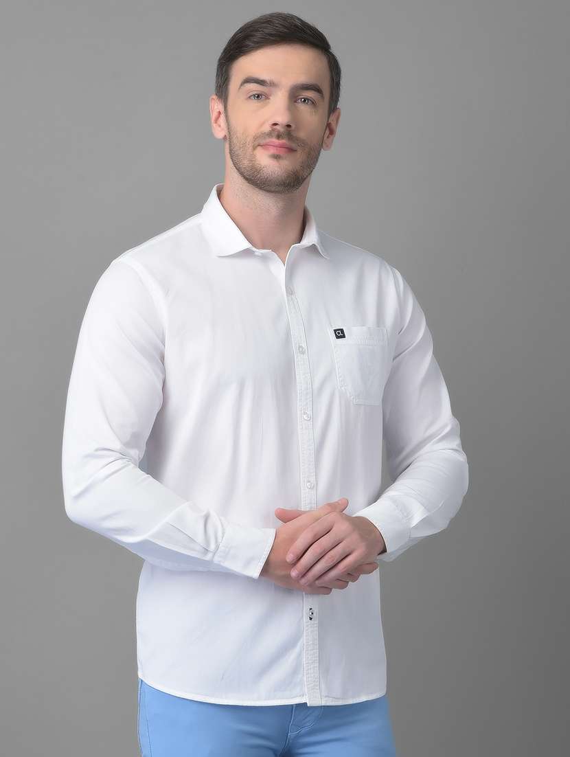 white solid casual shirt - 18477386 -  Standard Image - 2