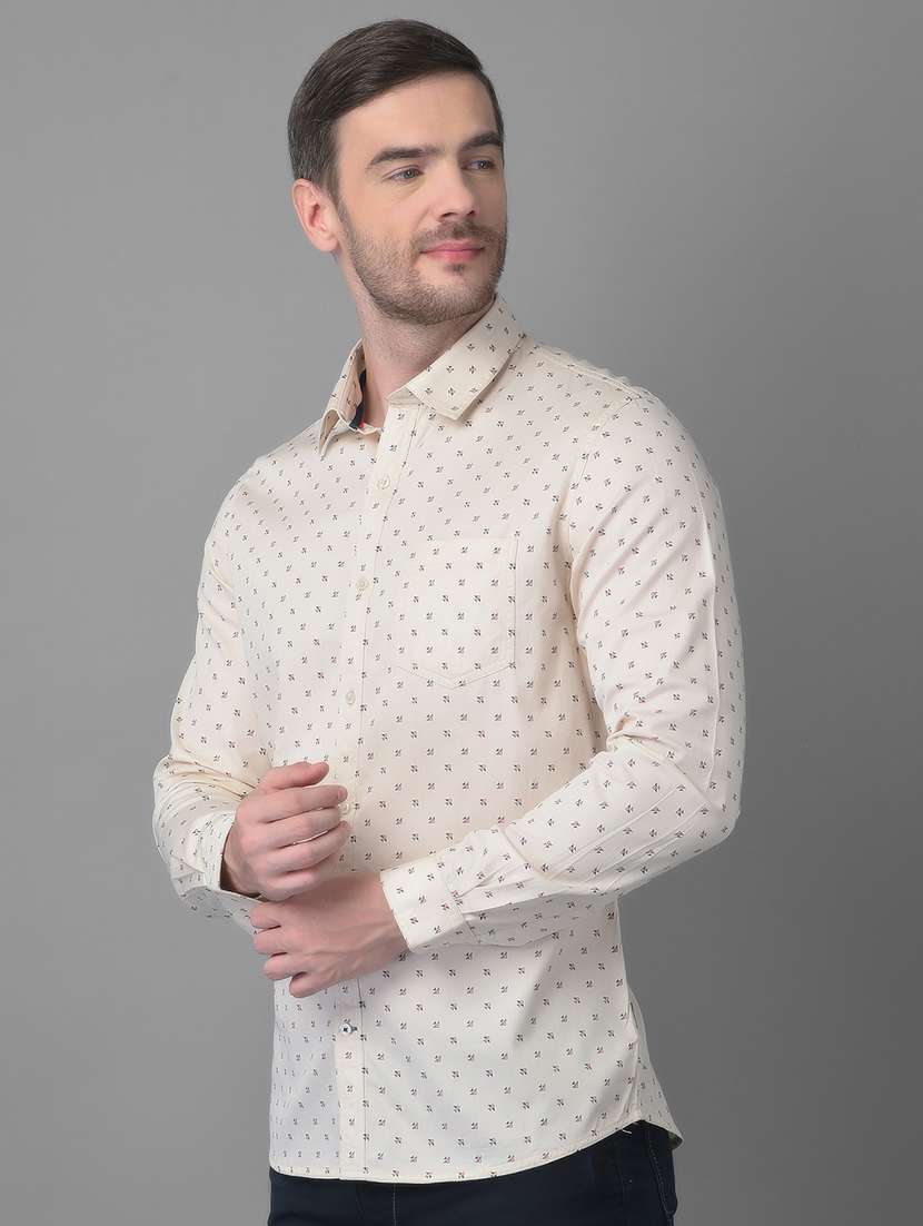 cream printed casual shirt - 18477393 -  Standard Image - 2