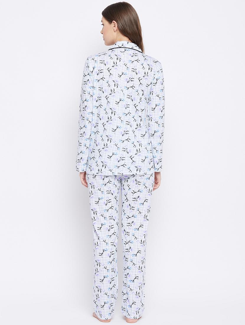 lapel neck printed nightwear pyjama set - 18478826 - Standard Image - 2