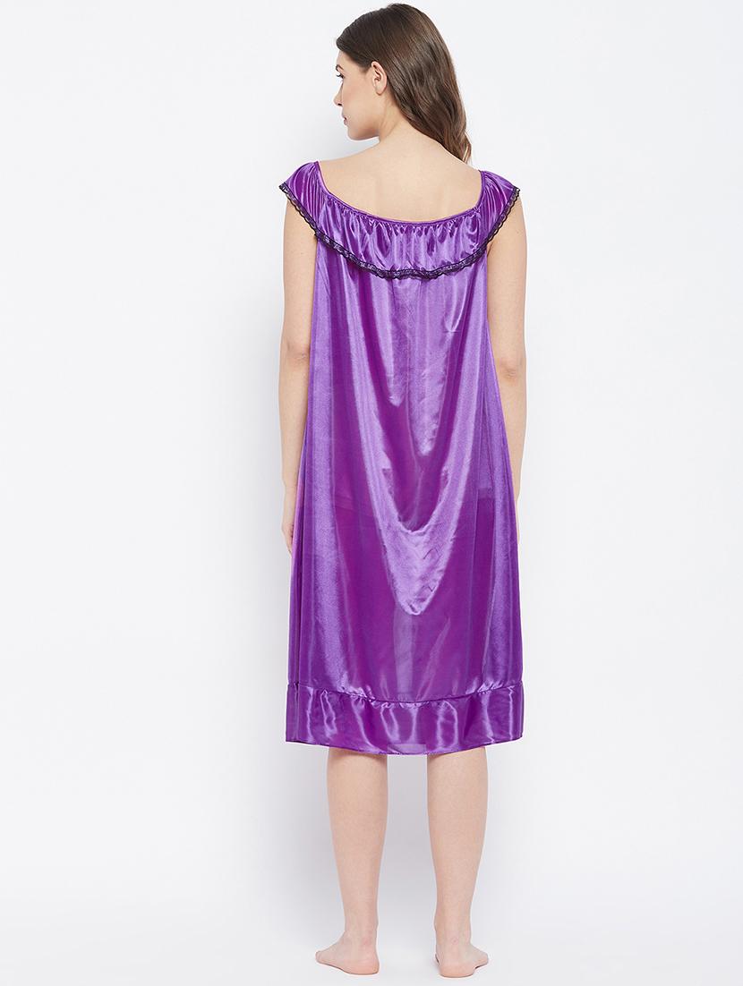 women solid color viscose nighty - 18478841 - Standard Image - 2