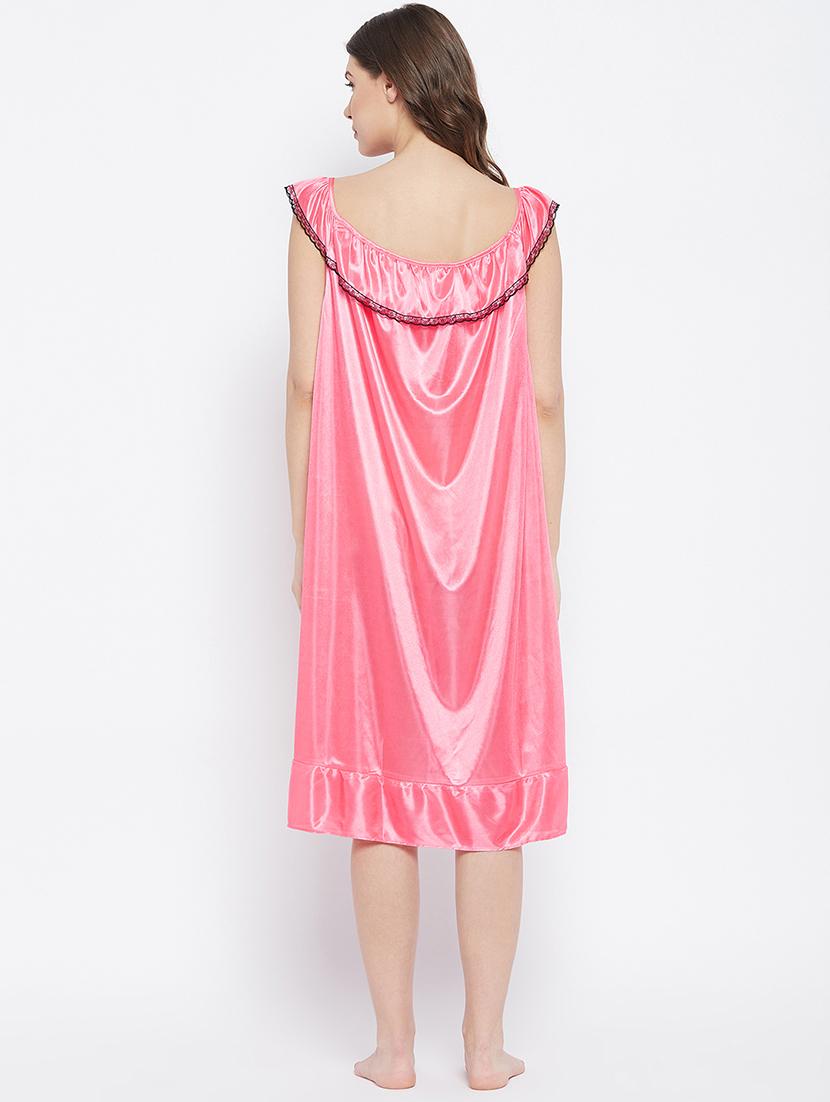 women solid pink nighty - 18478842 - Standard Image - 2