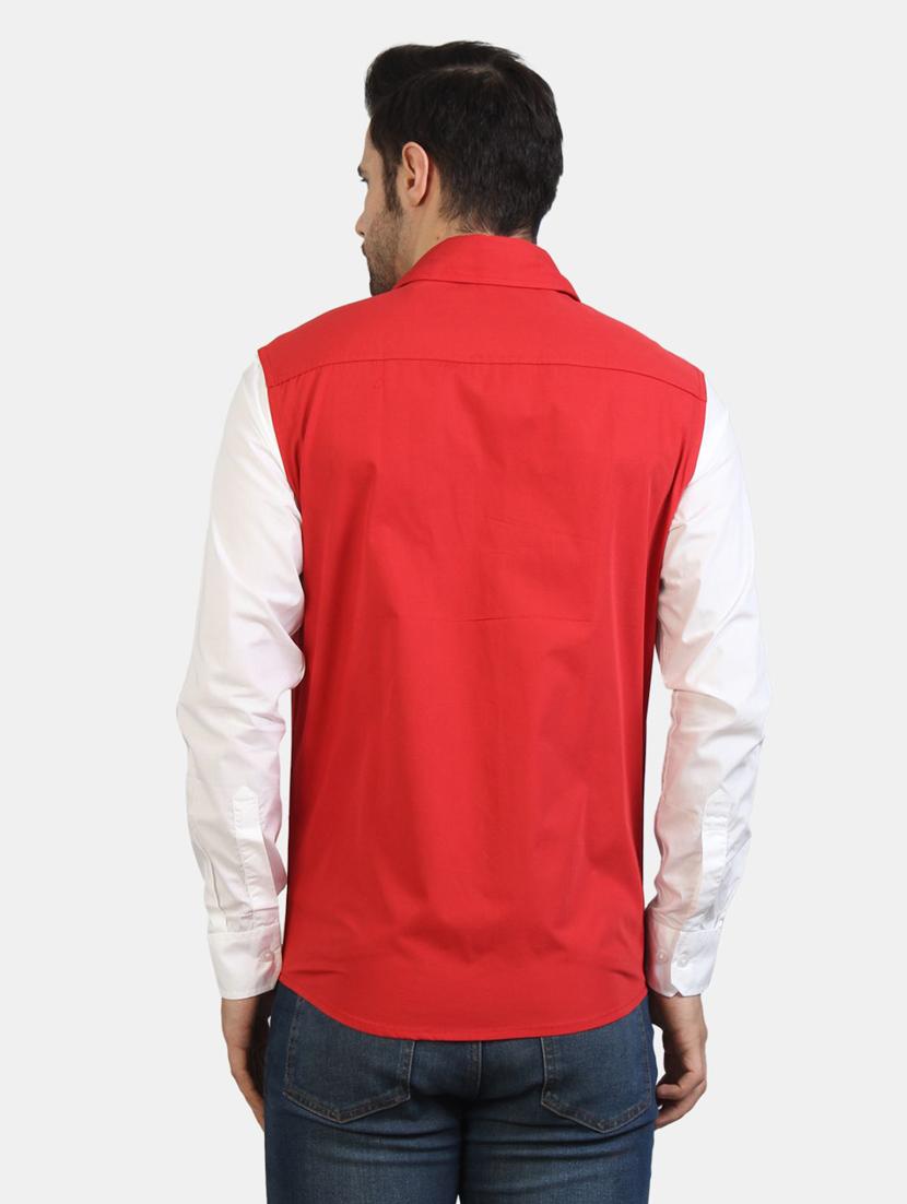 red color-blocked casual shirt - 18478930 - Standard Image - 2