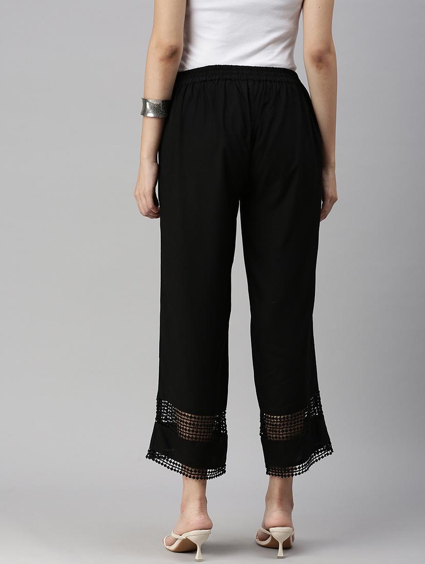 women hem lace detailed solid straight palazzo - 18478978 - Standard Image - 2