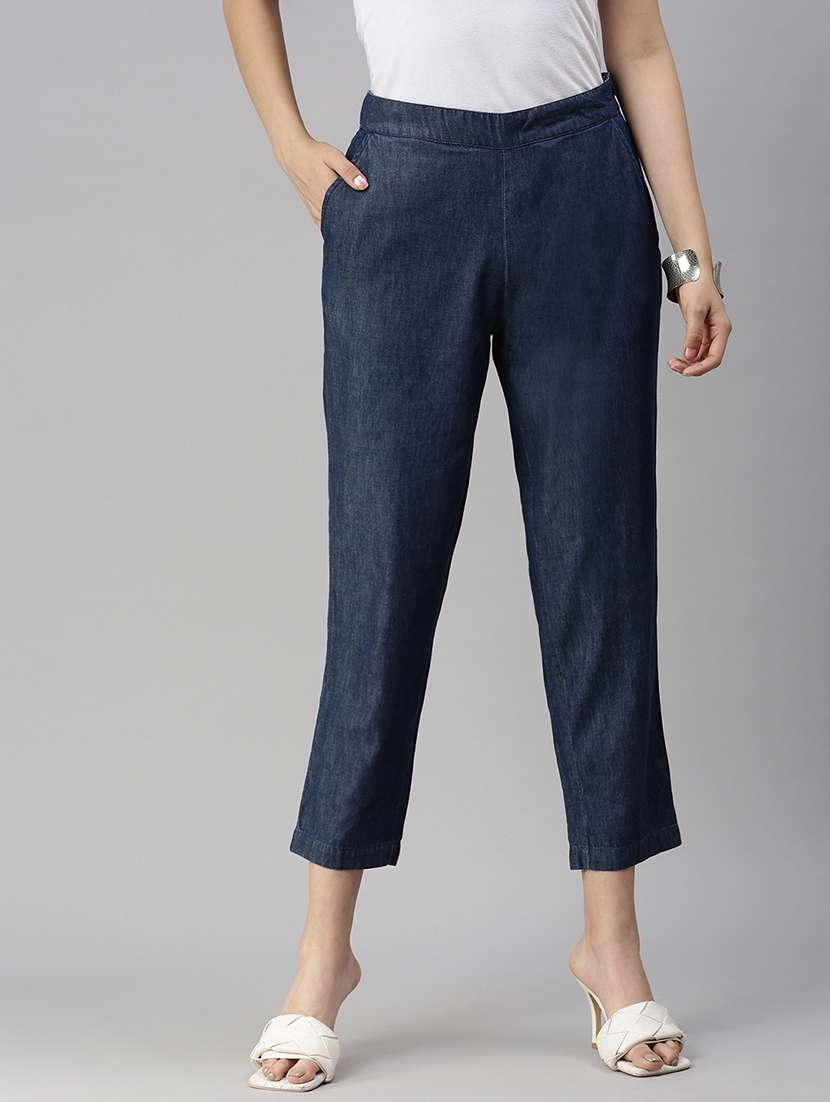mid rise solid flat front trouser
