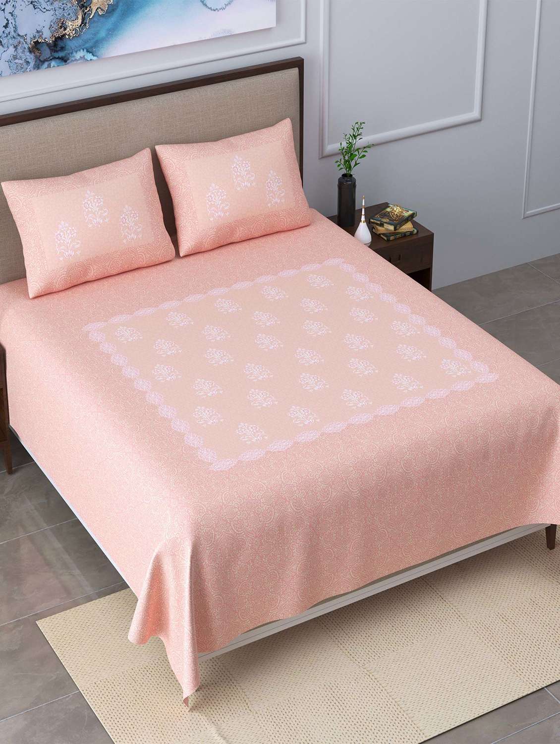 easygoods 320 tc king size bedsheet with 2 pillow covers | burberry