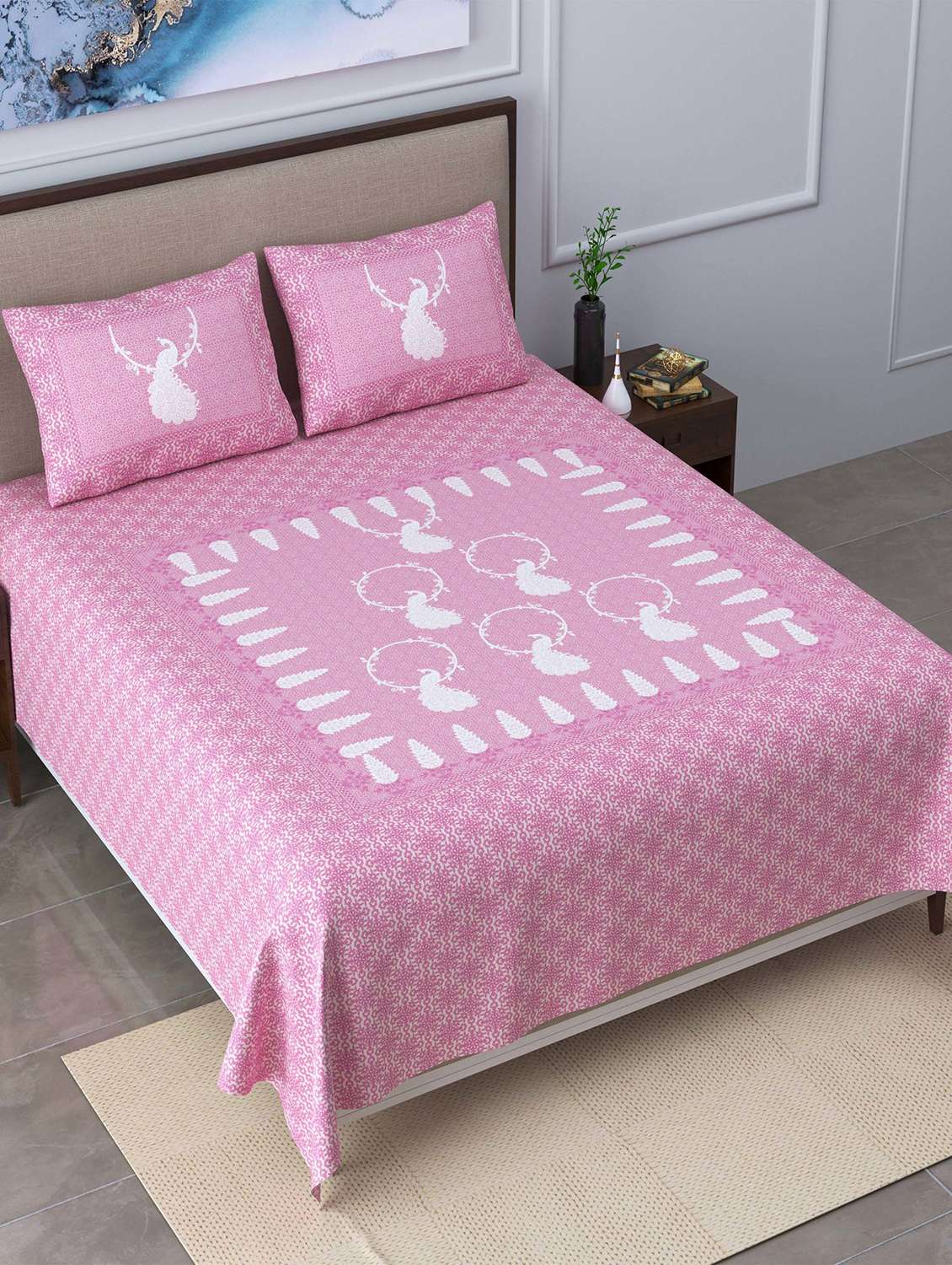 easygoods 320 tc king size bedsheet with 2 pillow covers | burberry