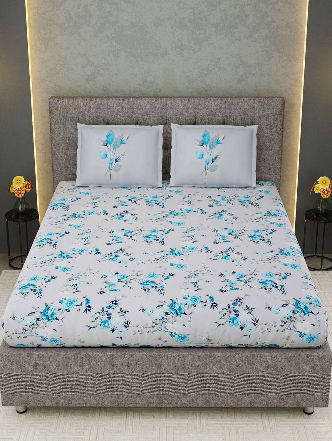 easygoods 320 tc king size bedsheet with 2 pillow covers | daisy