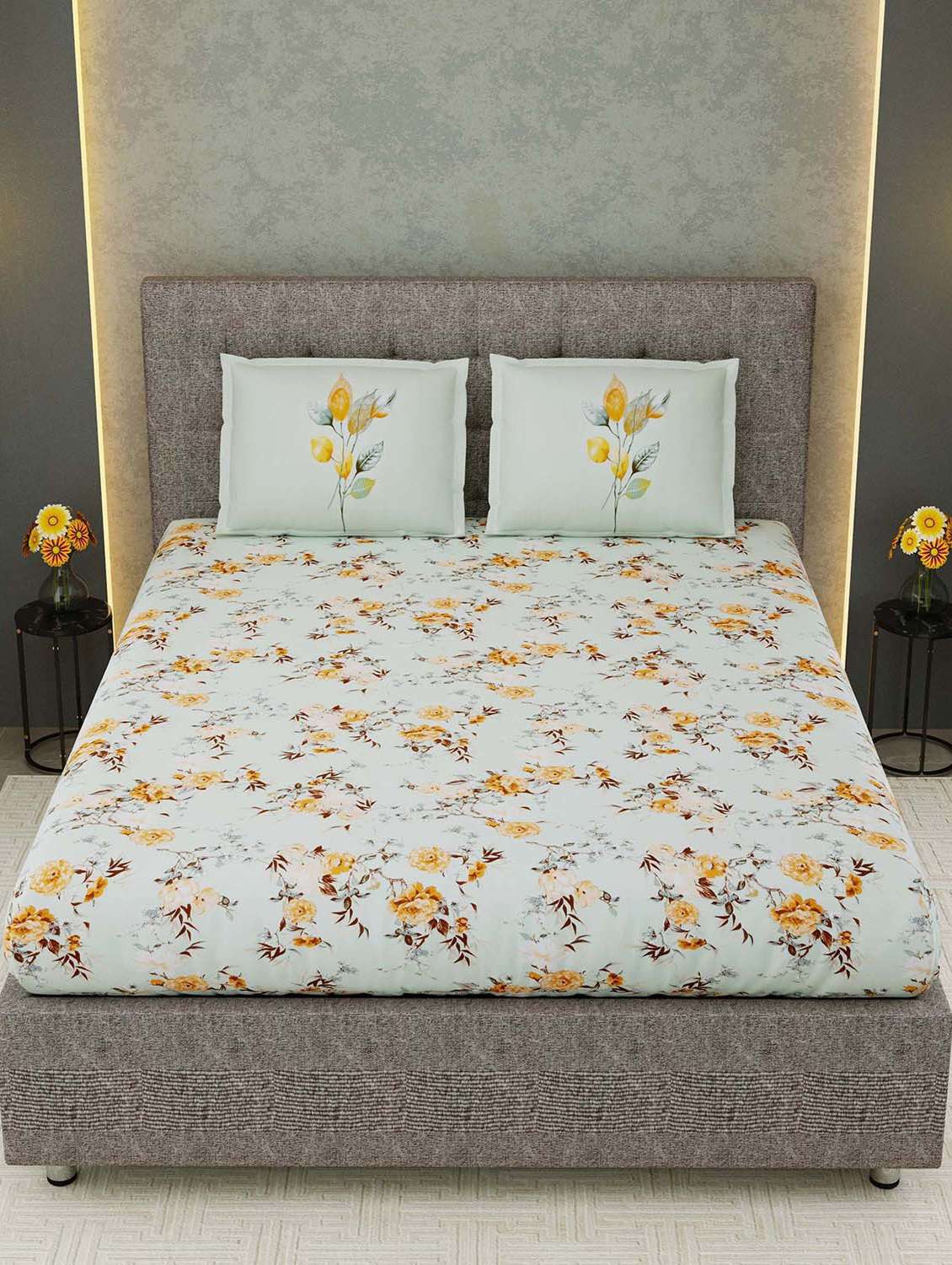 easygoods 320 tc king size bedsheet with 2 pillow covers | daisy