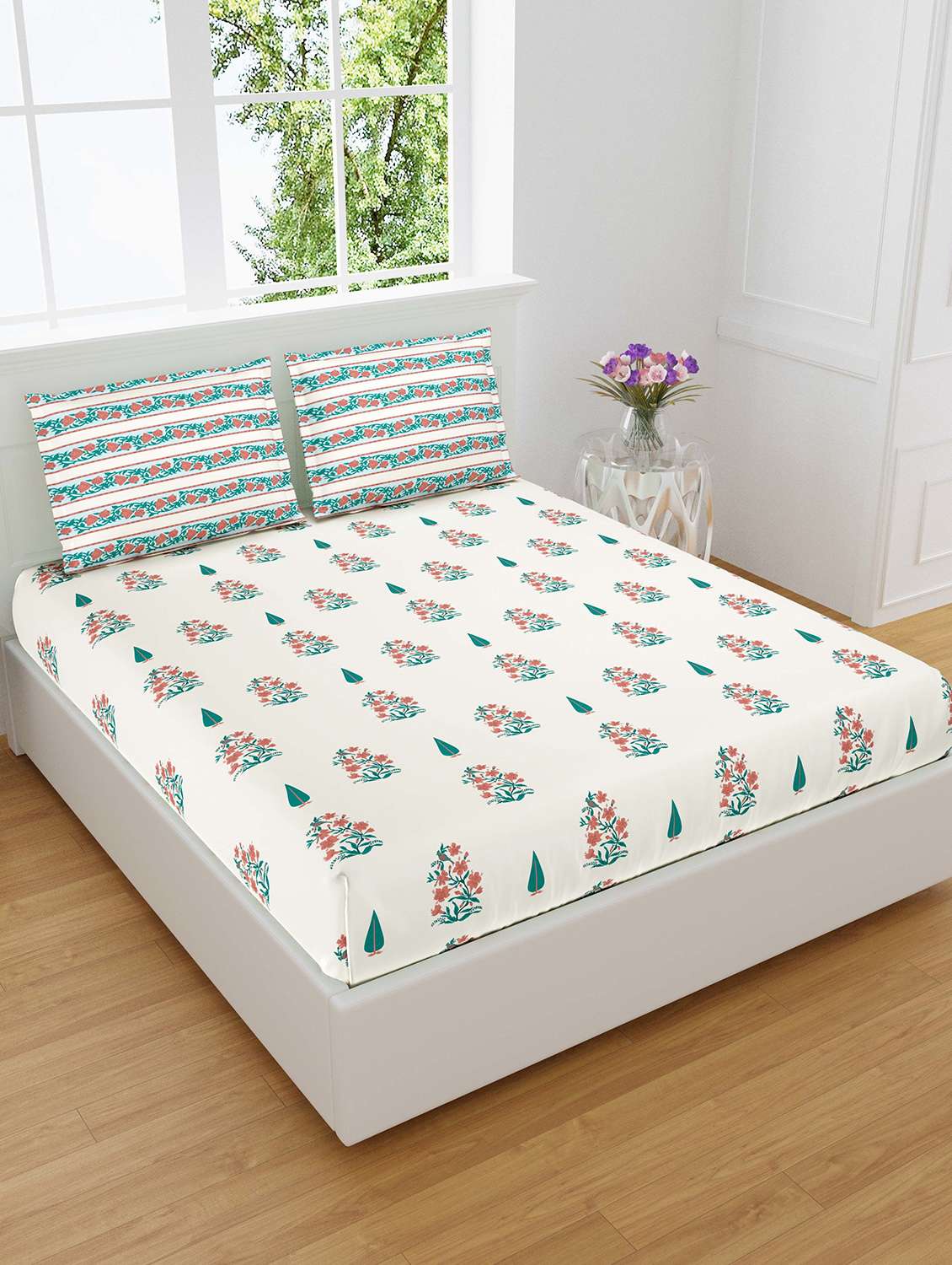 easygoods 320 tc king size bedsheet with 2 pillow covers | daisy