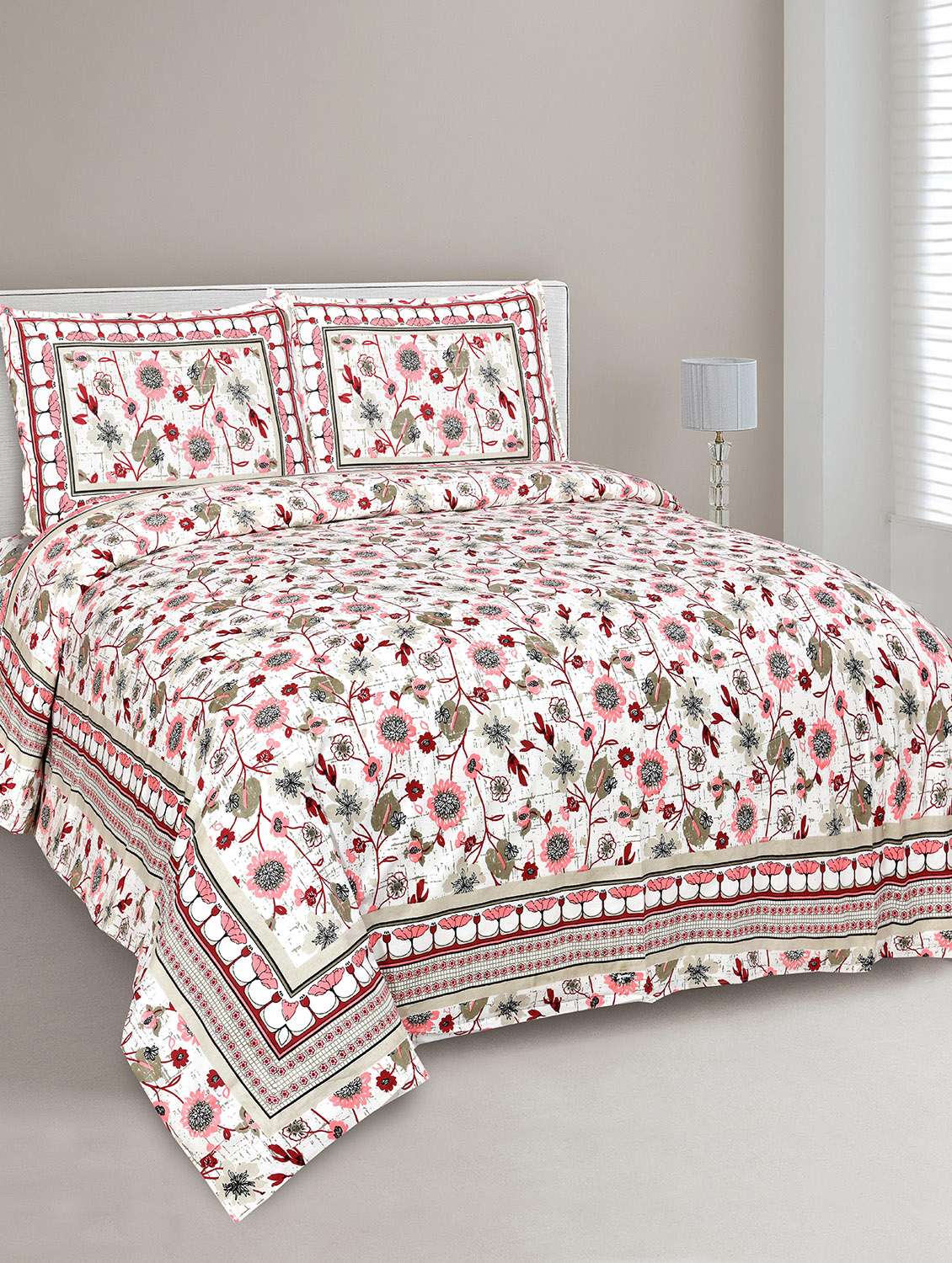 easygoods 240 tc queen bedsheet with 2 pillow covers | monarch