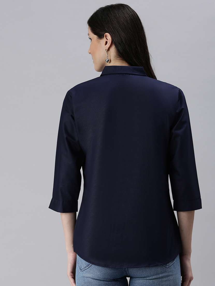 navy blue solid regular shirt  - 18479530 -  Standard Image - 2
