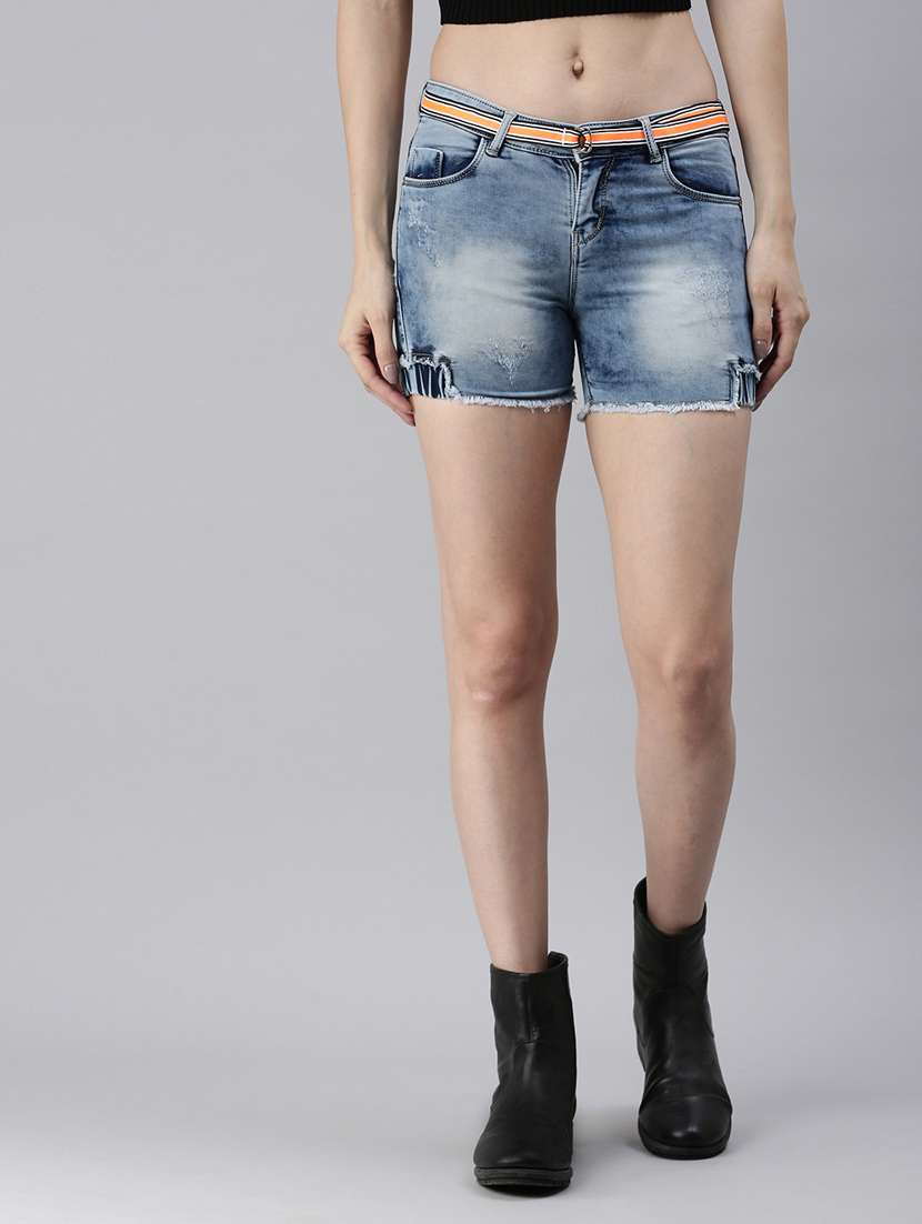 low rise washed shorts 