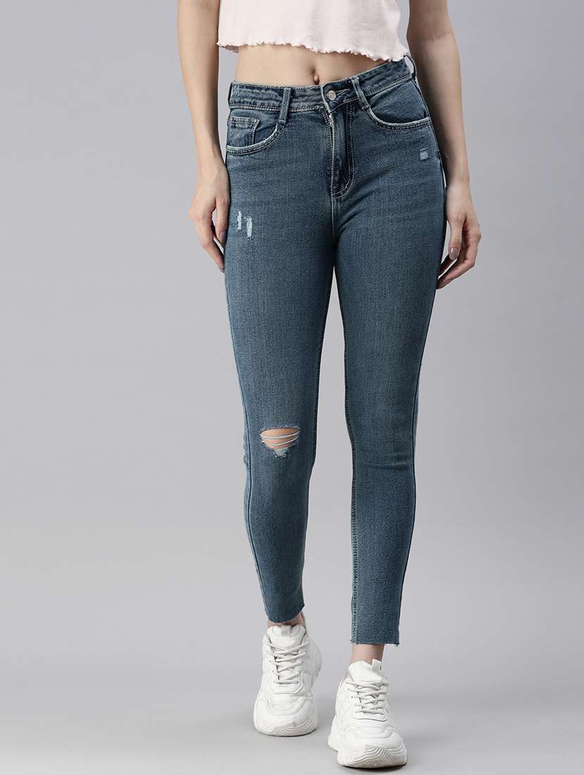women's distress skinny fit jeans