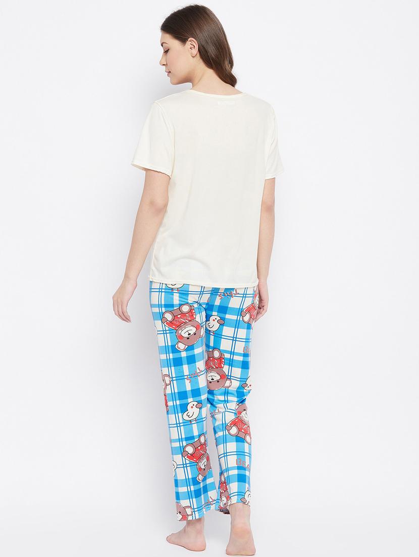 round neck printed nightwear pajama set - 18479713 - Standard Image - 2