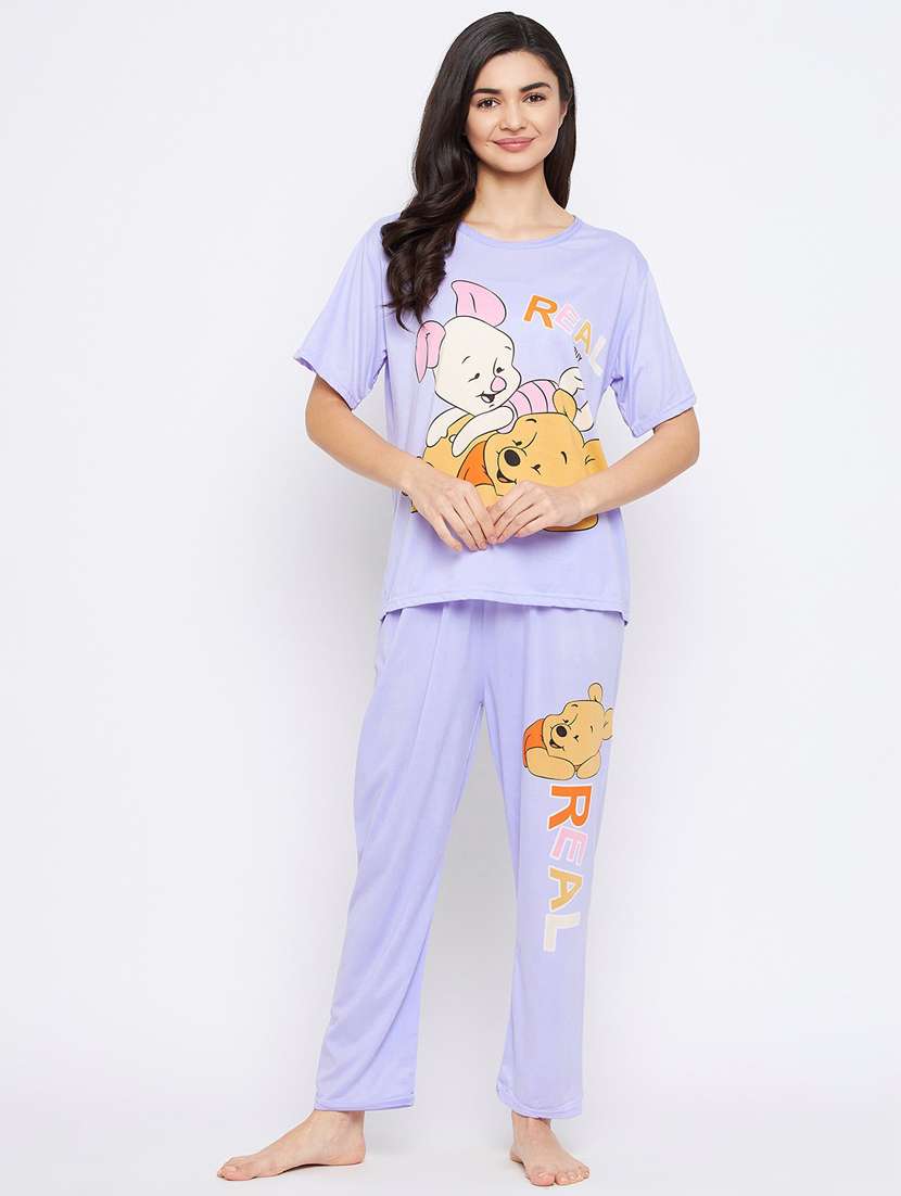 round neck printed nightwear pajama set 