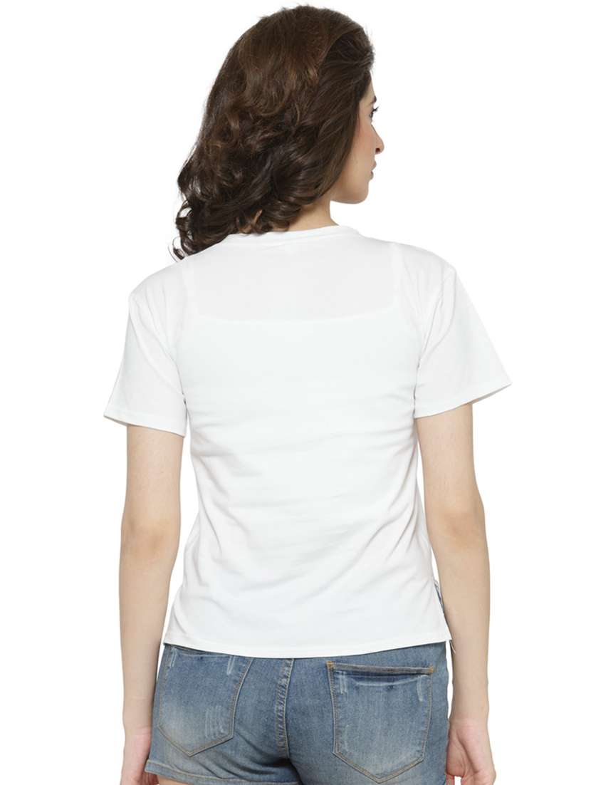 women's chest print round neck t-shirt - 18479819 -  Standard Image - 2
