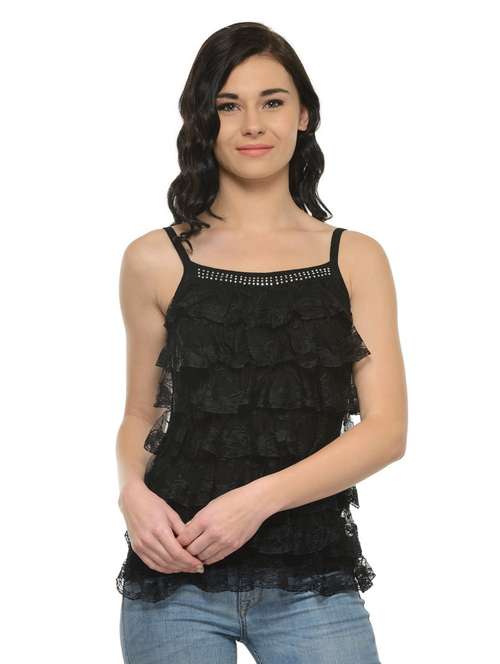 women's ruffle shoulder strap top - 18479821 - Standard Image - 0