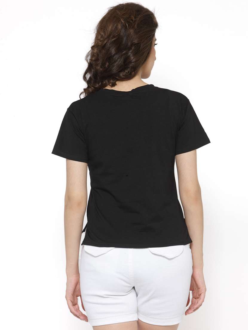 women's front print round neck t-shirt - 18479826 - Standard Image - 2
